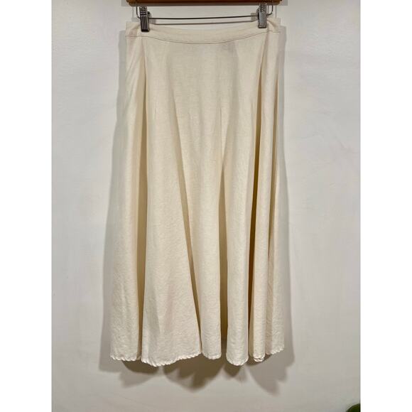 Women’s WHO WHAT WEAR Minimalist Summer Linen Midi Skirt 2 Cream - Picture 2 of 5